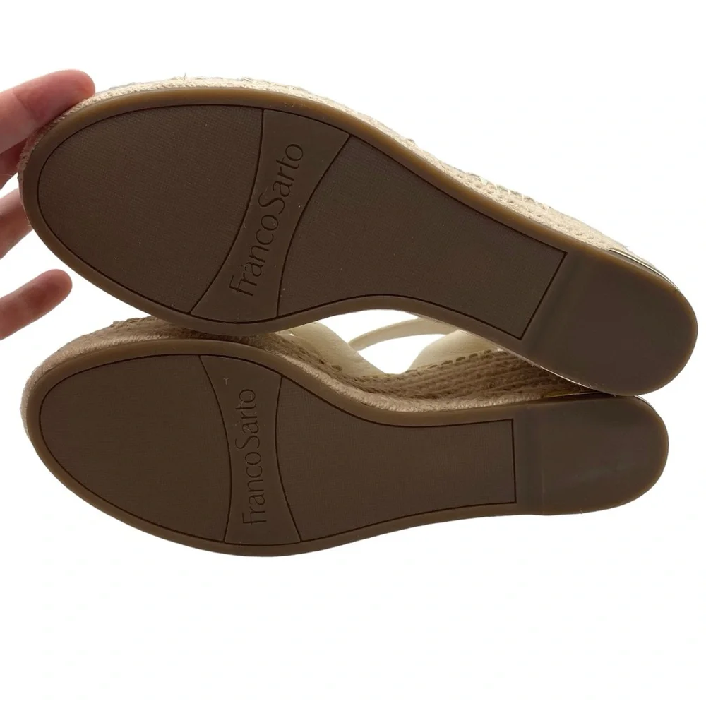 Franco Sarto Sandals Carmina Ivory White Leather Wedge Strappy Casual Size 9 - Picture 9 of 12